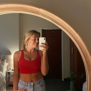 Lululemon Red Sports Bra With Crisscrossed Back